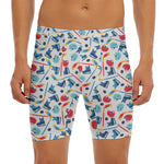 Hockey Equipment Pattern Print Men's Long Boxer Briefs