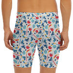 Hockey Equipment Pattern Print Men's Long Boxer Briefs