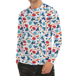 Hockey Equipment Pattern Print Men's Long Sleeve Rash Guard