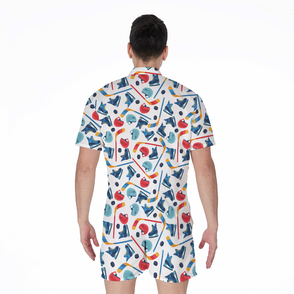 Hockey Equipment Pattern Print Men's Rompers