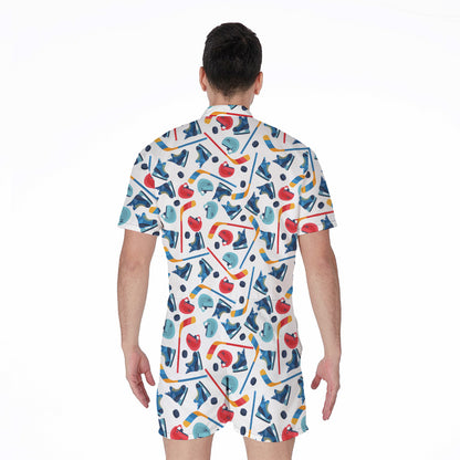 Hockey Equipment Pattern Print Men's Rompers