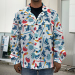 Hockey Equipment Pattern Print Men's Shirt Jacket