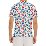 Hockey Equipment Pattern Print Men's Short Sleeve Rash Guard