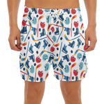 Hockey Equipment Pattern Print Men's Split Running Shorts