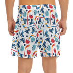 Hockey Equipment Pattern Print Men's Split Running Shorts