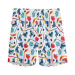 Hockey Equipment Pattern Print Men's Sports Shorts
