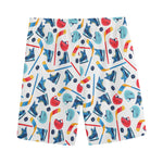 Hockey Equipment Pattern Print Men's Sports Shorts