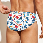 Hockey Equipment Pattern Print Men's Swim Briefs