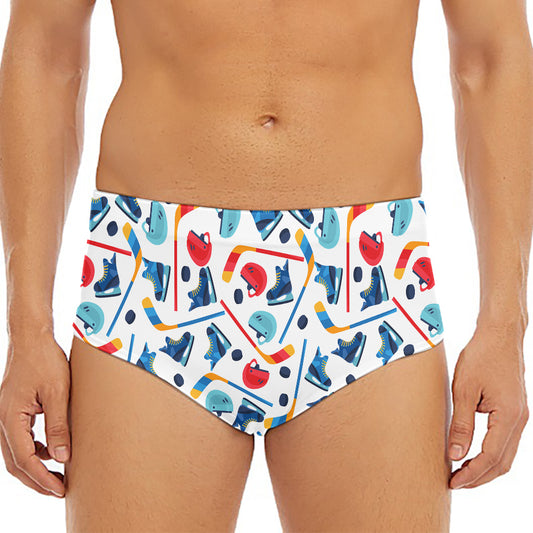 Hockey Equipment Pattern Print Men's Triangle Swim Briefs