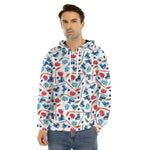 Hockey Equipment Pattern Print Men's Velvet Pullover Hoodie