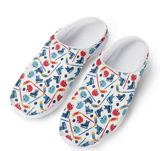 Hockey Equipment Pattern Print Mesh Casual Shoes