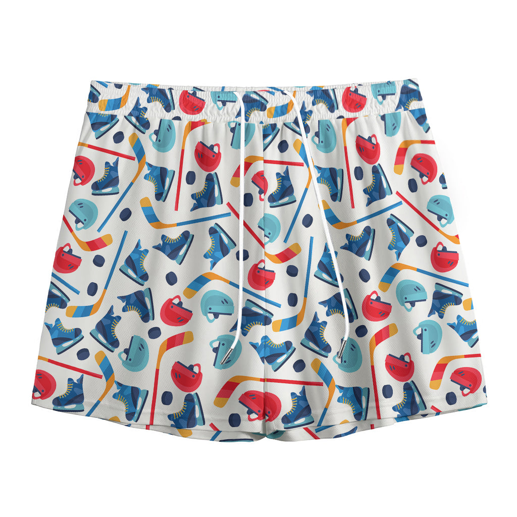 Hockey Equipment Pattern Print Mesh Shorts