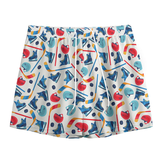 Hockey Equipment Pattern Print Mesh Shorts