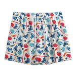 Hockey Equipment Pattern Print Mesh Shorts