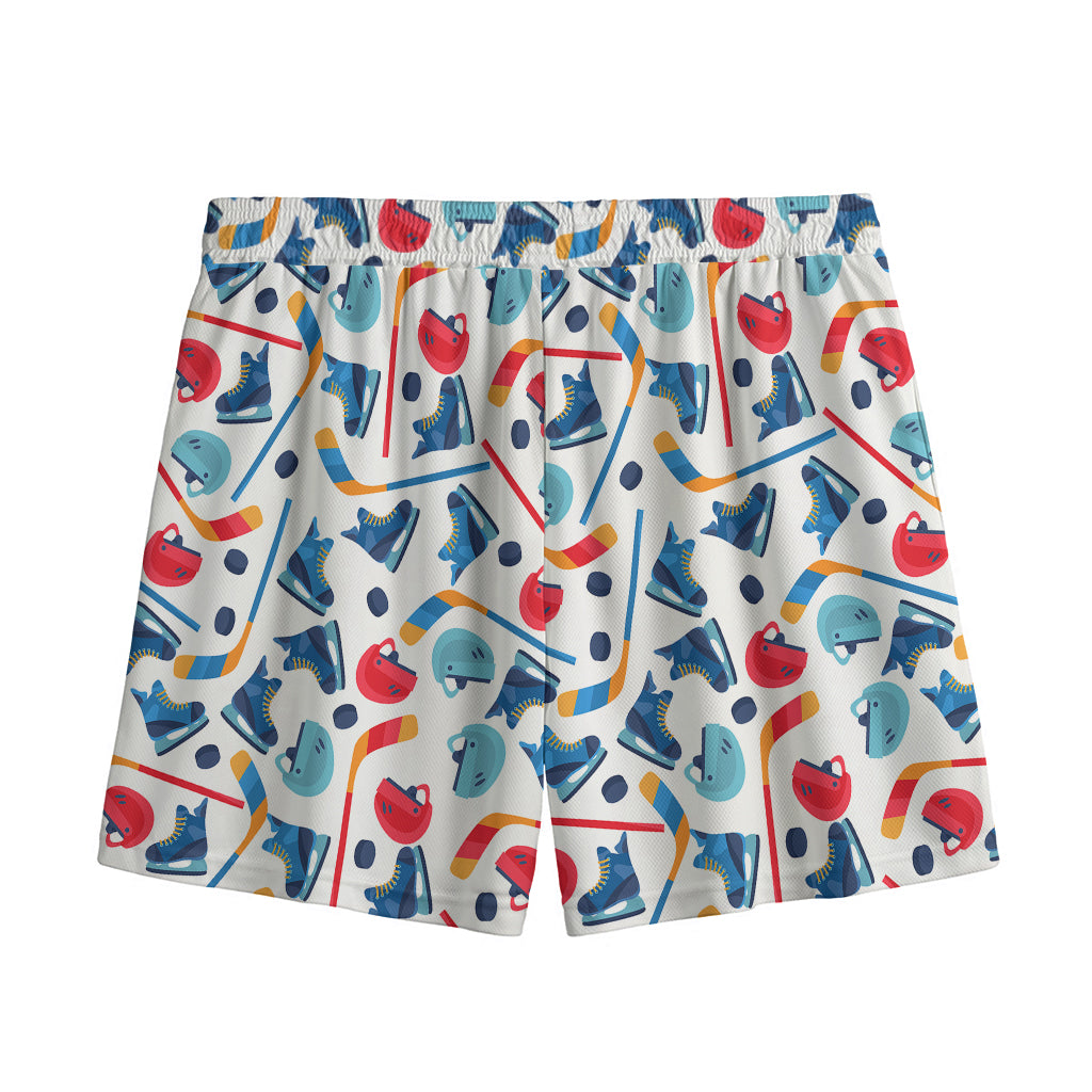 Hockey Equipment Pattern Print Mesh Shorts