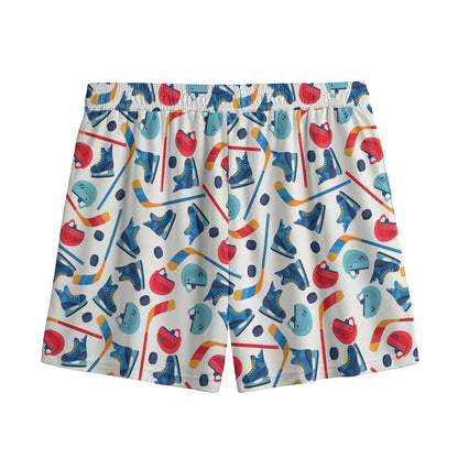 Hockey Equipment Pattern Print Mesh Shorts