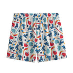 Hockey Equipment Pattern Print Mesh Shorts
