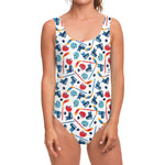 Hockey Equipment Pattern Print One Piece Swimsuit