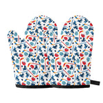 Hockey Equipment Pattern Print Oven Mitts