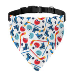 Hockey Equipment Pattern Print Over The Collar Dog Bandana