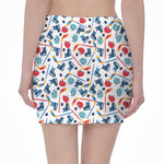 Hockey Equipment Pattern Print Pencil Mini Skirt