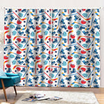 Hockey Equipment Pattern Print Pencil Pleat Curtains