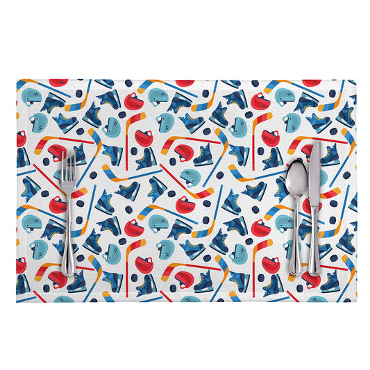 Hockey Equipment Pattern Print Placemat