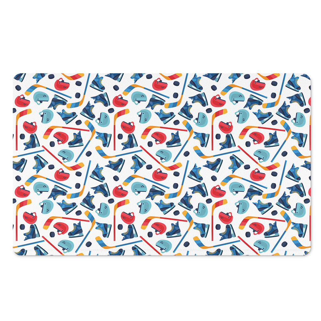 Hockey Equipment Pattern Print Polyester Doormat