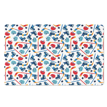 Hockey Equipment Pattern Print Polyester Doormat