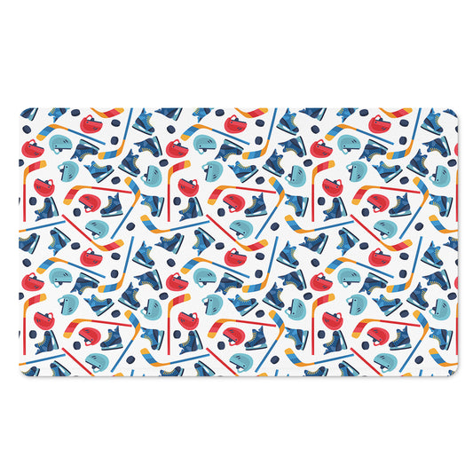Hockey Equipment Pattern Print Polyester Doormat