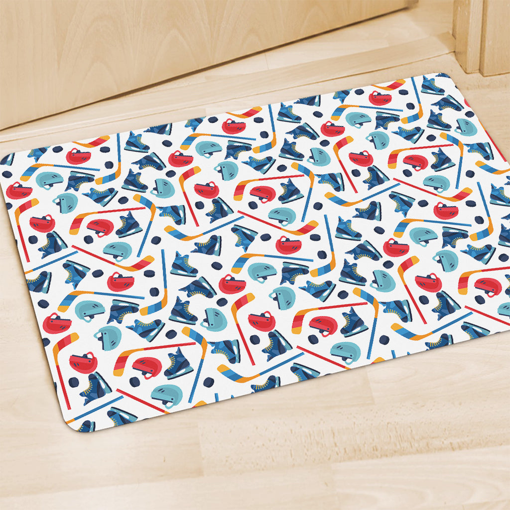 Hockey Equipment Pattern Print Polyester Doormat