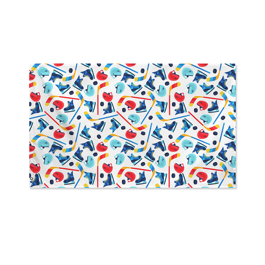 Hockey Equipment Pattern Print Polyester Flag