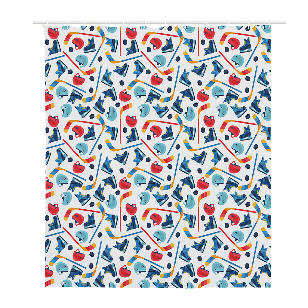 Hockey Equipment Pattern Print Polyester Shower Curtain