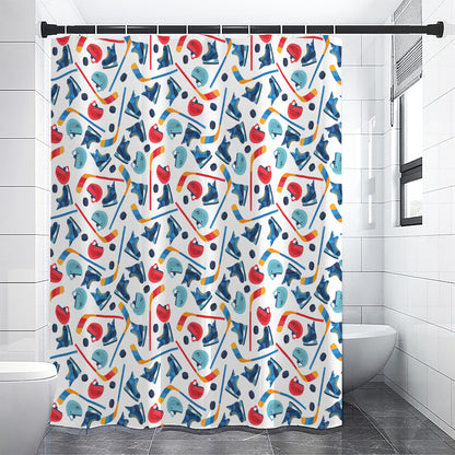 Hockey Equipment Pattern Print Premium Shower Curtain