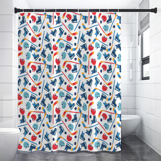 Hockey Equipment Pattern Print Premium Shower Curtain