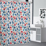 Hockey Equipment Pattern Print Premium Shower Curtain