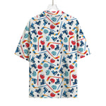 Hockey Equipment Pattern Print Rayon Hawaiian Shirt