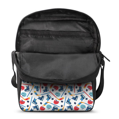 Hockey Equipment Pattern Print Rectangular Crossbody Bag