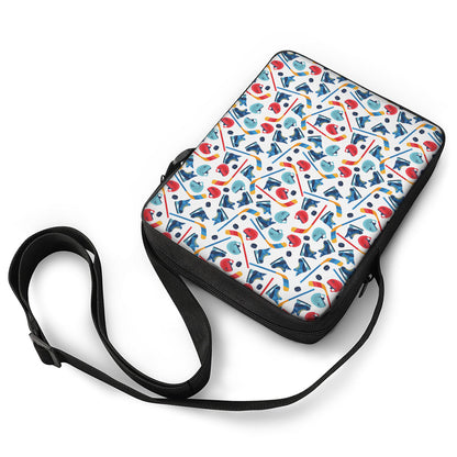 Hockey Equipment Pattern Print Rectangular Crossbody Bag