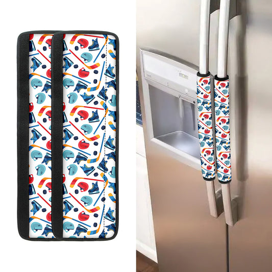 Hockey Equipment Pattern Print Refrigerator Handle Covers