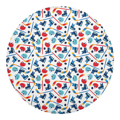 Hockey Equipment Pattern Print Round Blanket