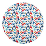 Hockey Equipment Pattern Print Round Blanket