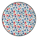 Hockey Equipment Pattern Print Round Floor Mat