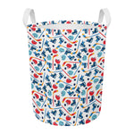 Hockey Equipment Pattern Print Round Laundry Basket