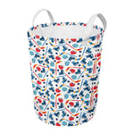 Hockey Equipment Pattern Print Round Laundry Basket