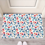 Hockey Equipment Pattern Print Rubber Doormat
