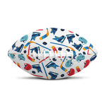 Hockey Equipment Pattern Print Rugby Ball