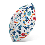Hockey Equipment Pattern Print Rugby Ball