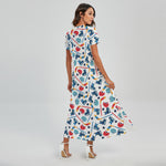 Hockey Equipment Pattern Print Short Sleeve Maxi Dress