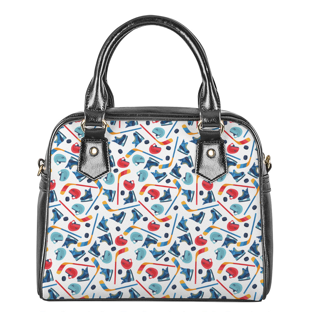 Hockey Equipment Pattern Print Shoulder Handbag